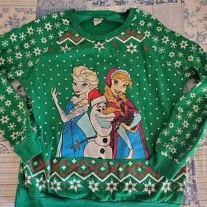 Disney Frozen Green Crew Neck Sweater